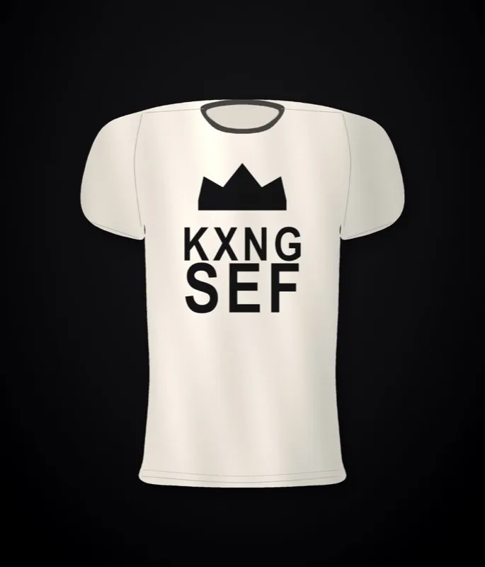 KXNG SEF Crown Hit — front chest print, bone tee