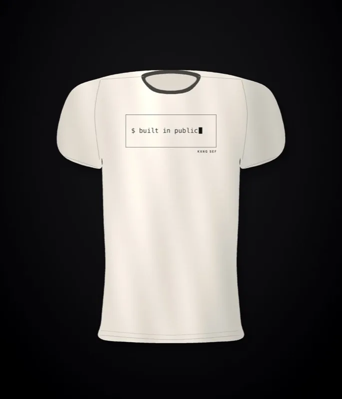 KXNG SEF Built in Public — front chest print, bone tee