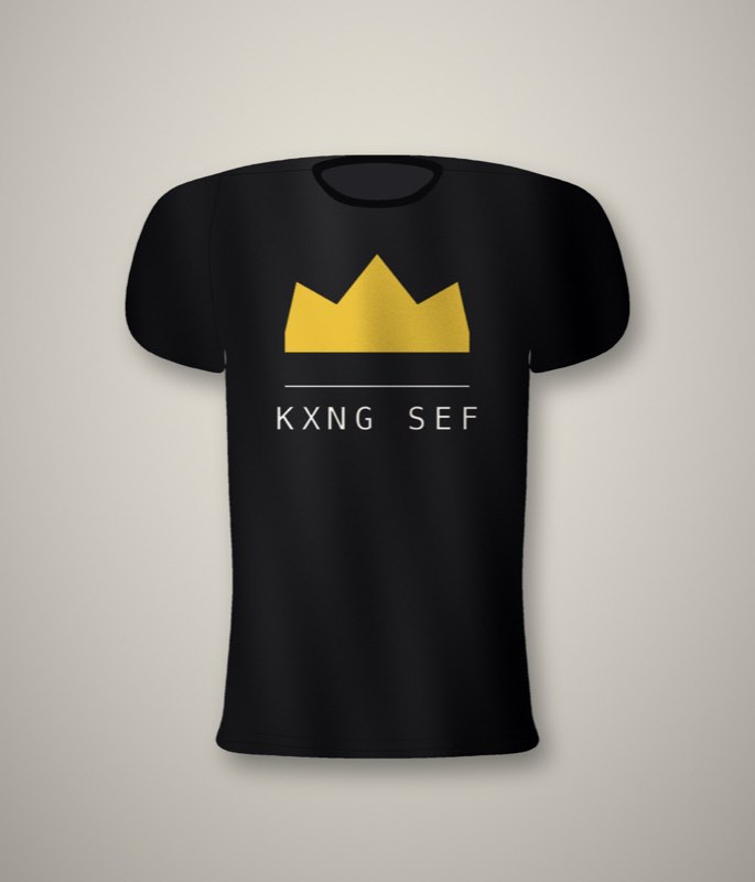 KXNG SEF Chest Crown โ left chest print, black tee