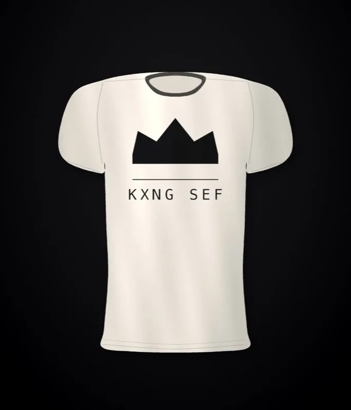 KXNG SEF Chest Crown — left chest print, bone tee