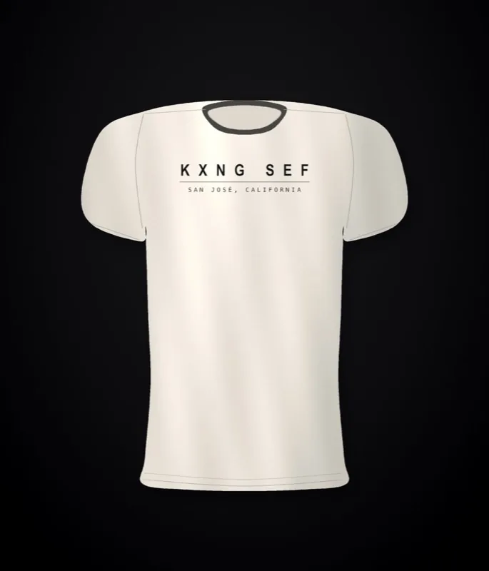 KXNG SEF Yoke Wordmark — back yoke print, bone tee