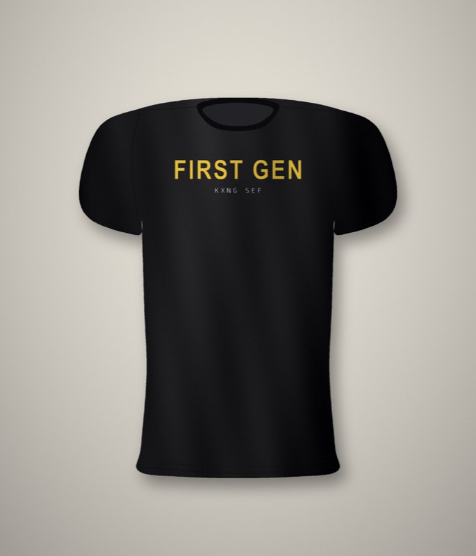 KXNG SEF First Gen โ front chest print, black tee