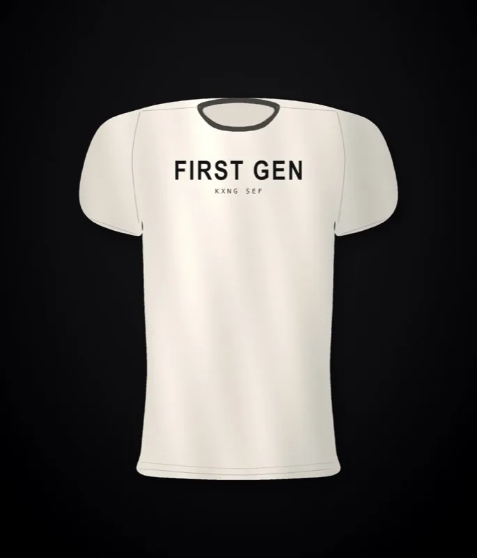 KXNG SEF First Gen — front chest print, bone tee
