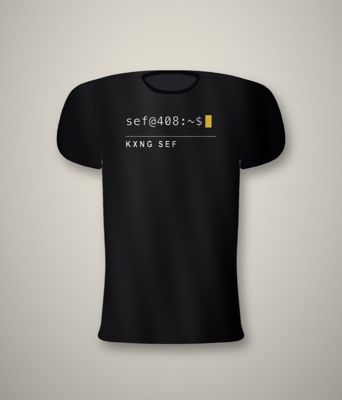 KXNG SEF Shell Tag โ left chest print, black tee