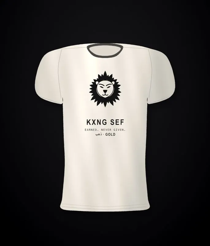 KXNG SEF Lion of Dhahab — full back print, bone tee